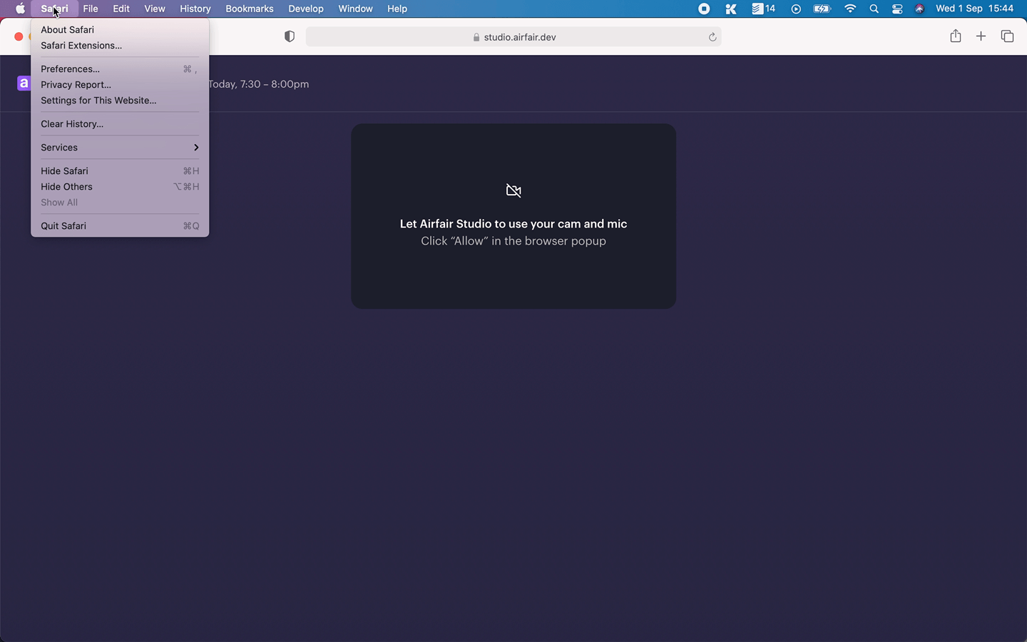 Guida alla trasmissione online dei corsi per docenti 4 safari microfono vidocamera permessi